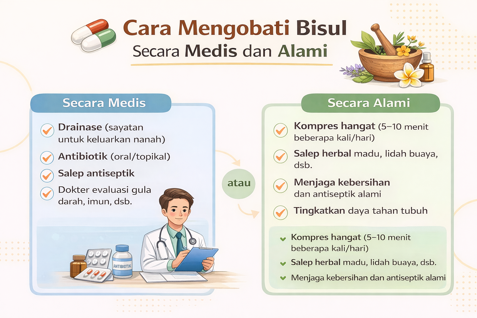 Cara mengobati bisul medis dan alami