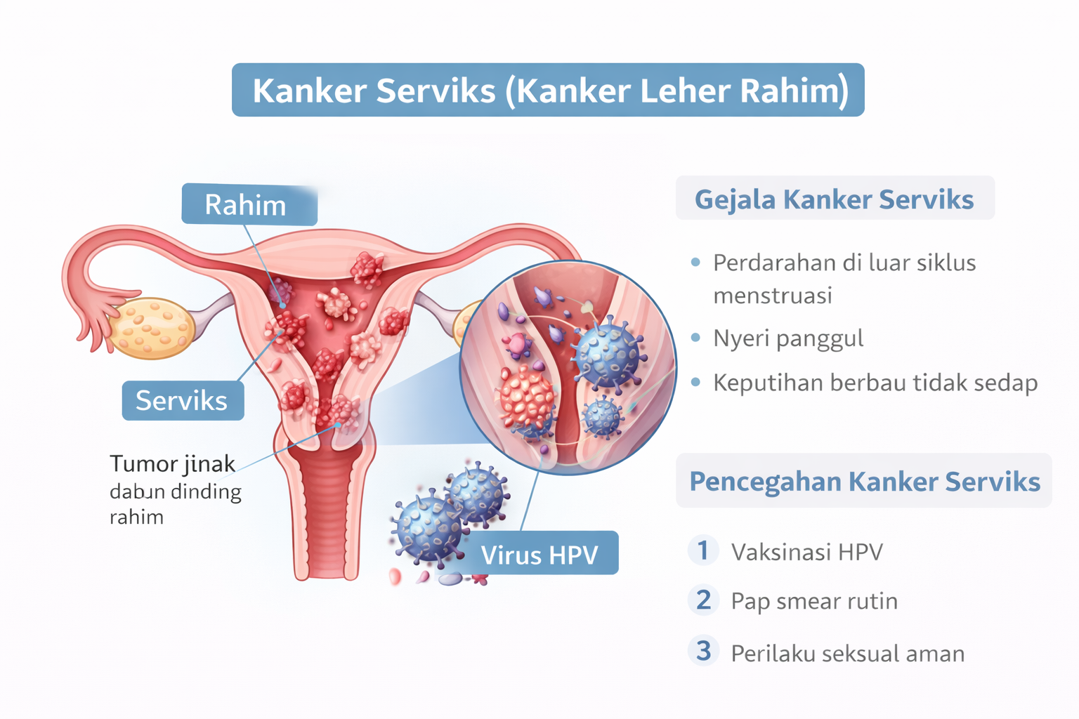 Ilustrasi kanker serviks dan pencegahannya