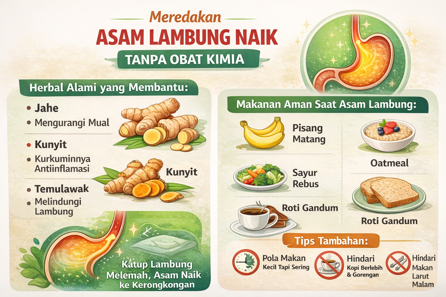 Meredakan Asam Lambung Tanpa Obat Kimia