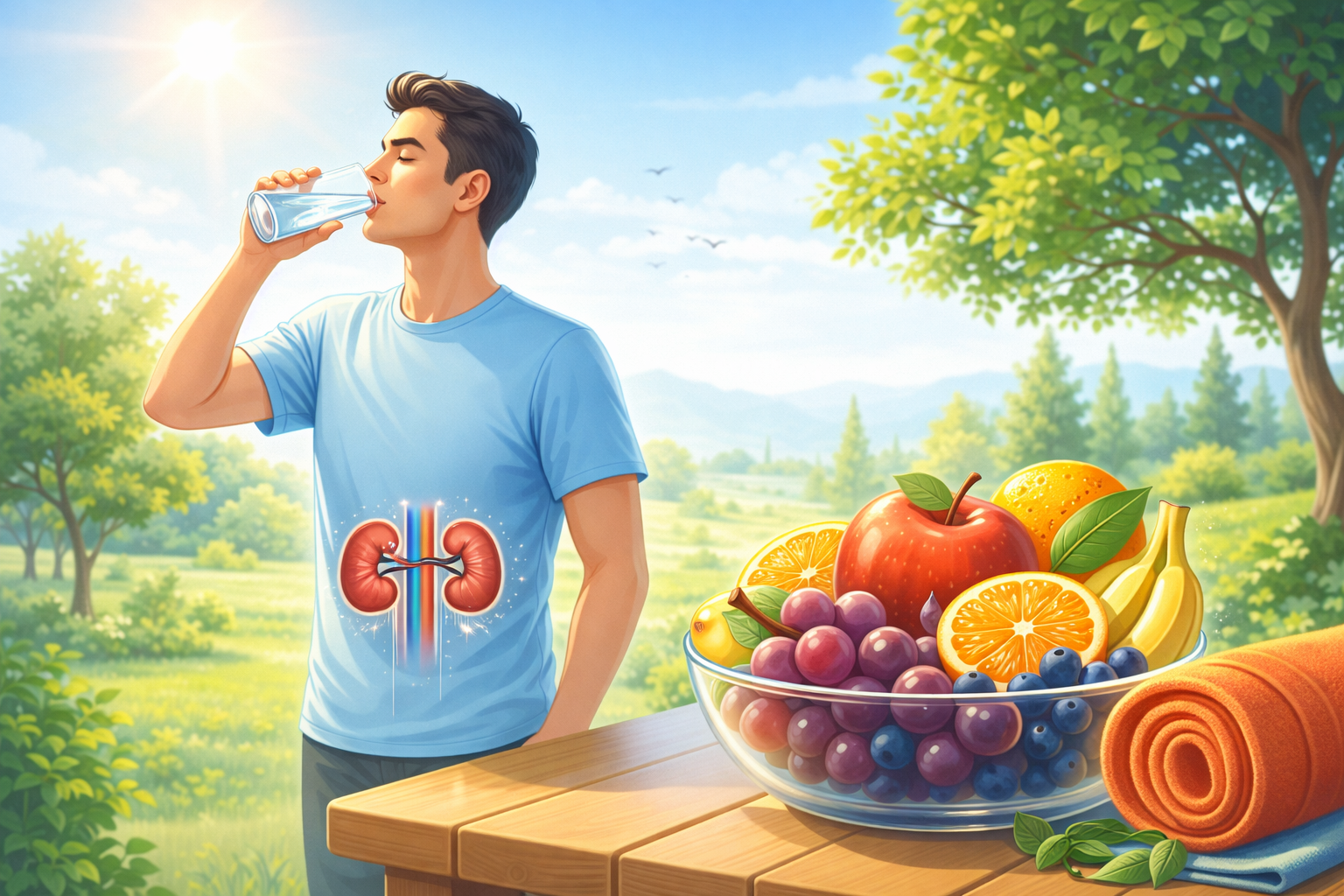 ilustrasi merawat ginjal dengan makan makanan sehat