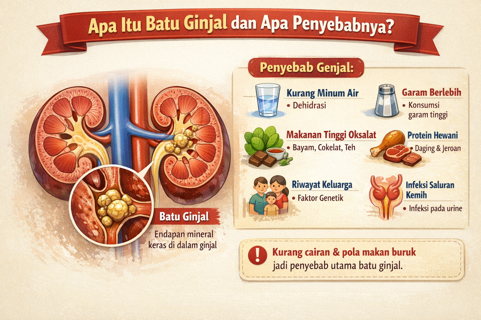 penyebab batu ginjal dan solusinya