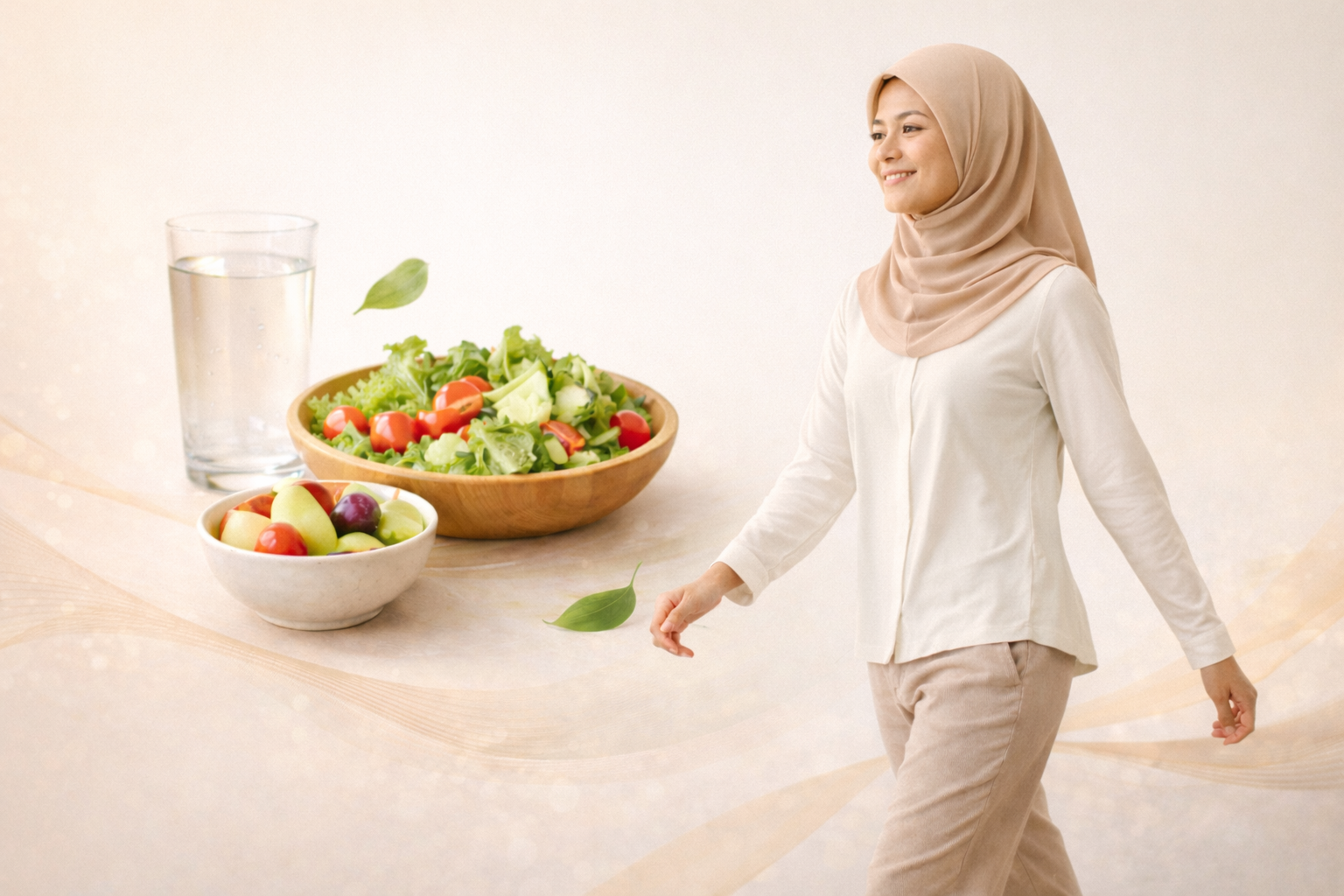 seorang wanita yang menjaga pola makannya