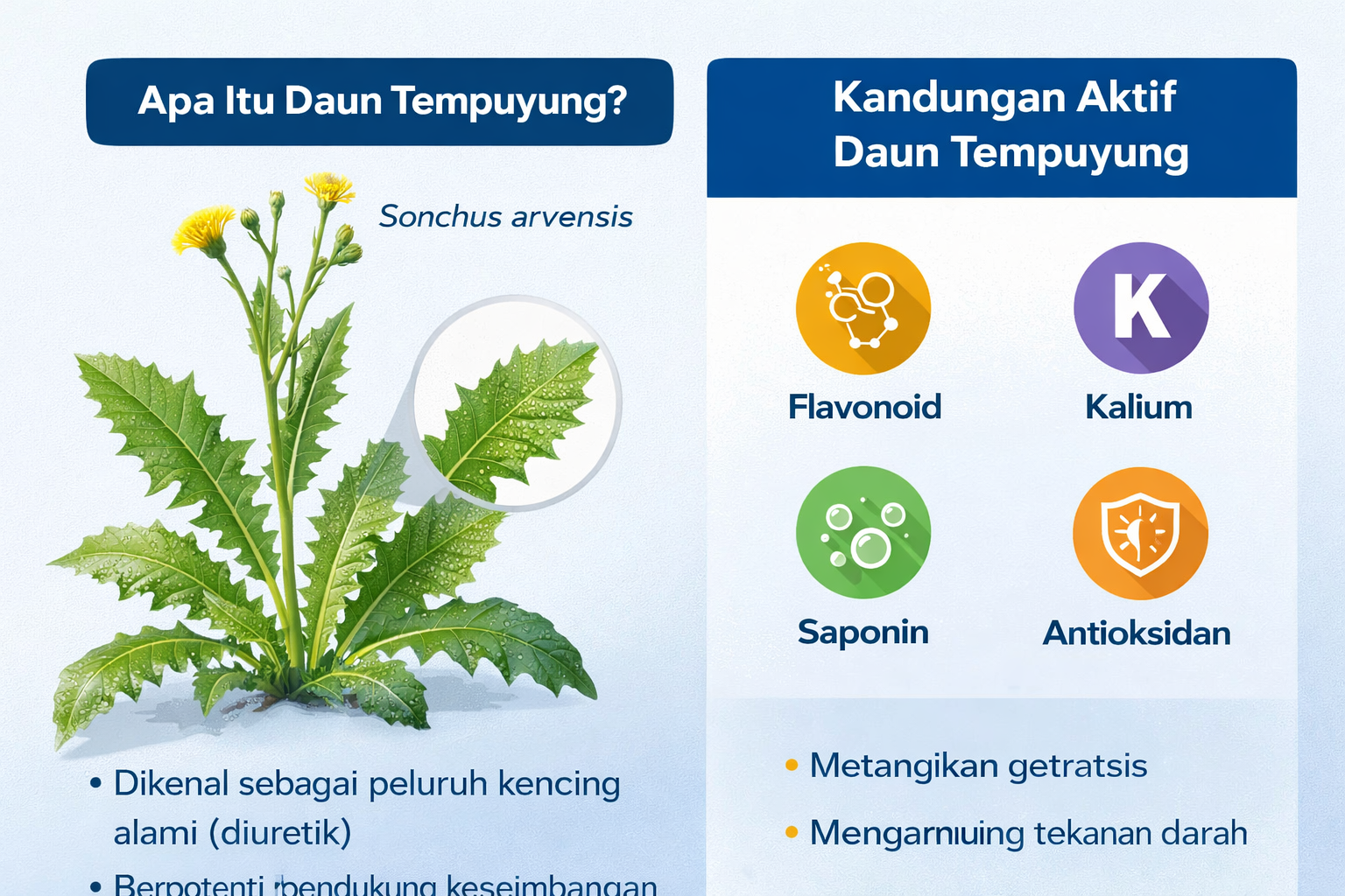 Infografik manfaat daun tempuyung