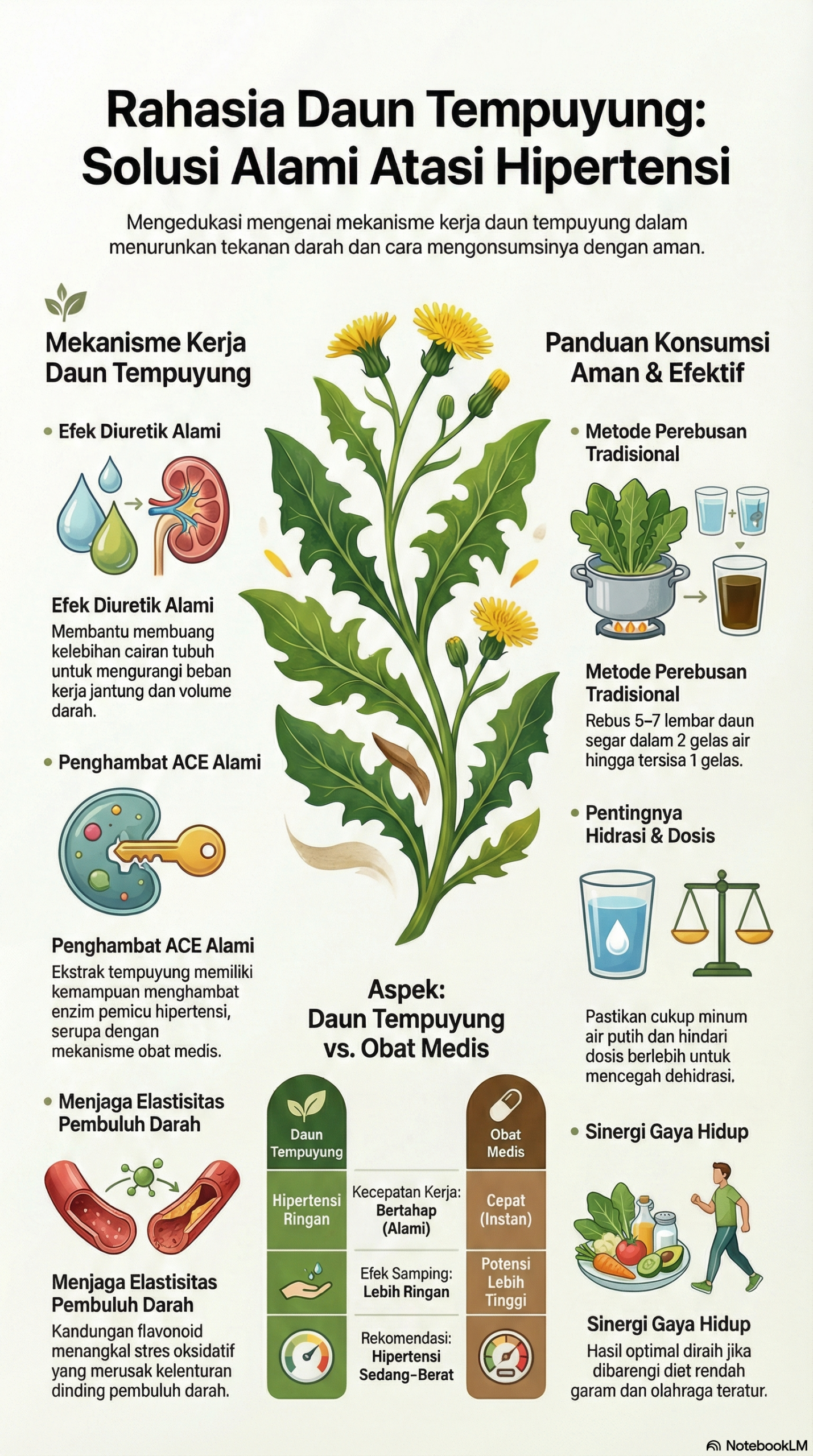 Infografis Rahasi Daun Tempuyung untuk Hipertensi