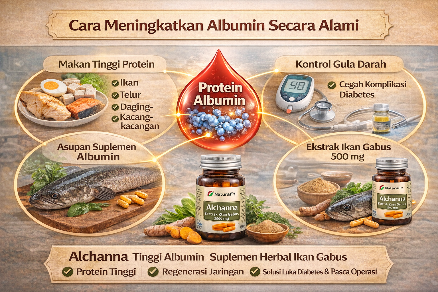 Infografis peningkatan albumin secara alami
