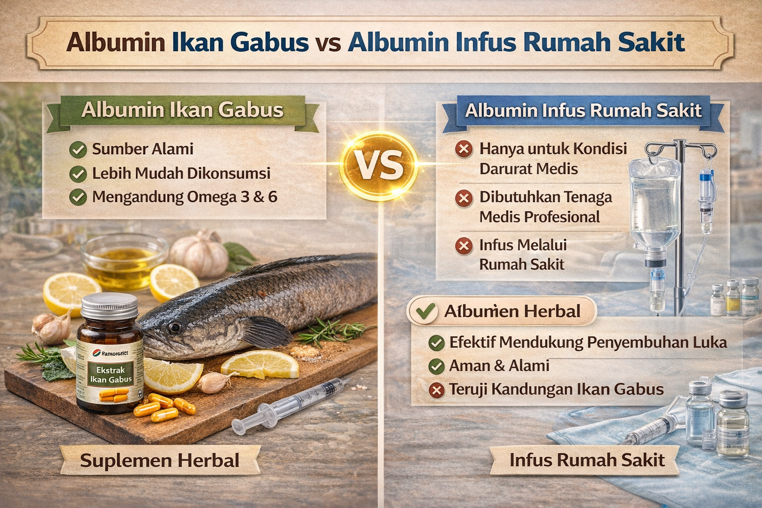 Perbandingan albumin ikan gabus dan infus