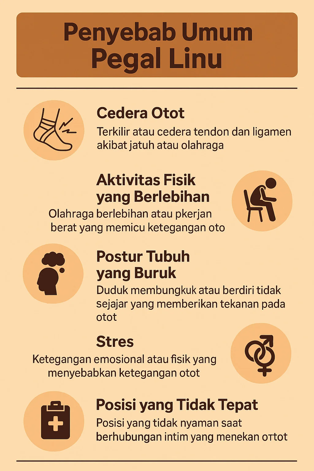 infografis penyebab umum pegal linu