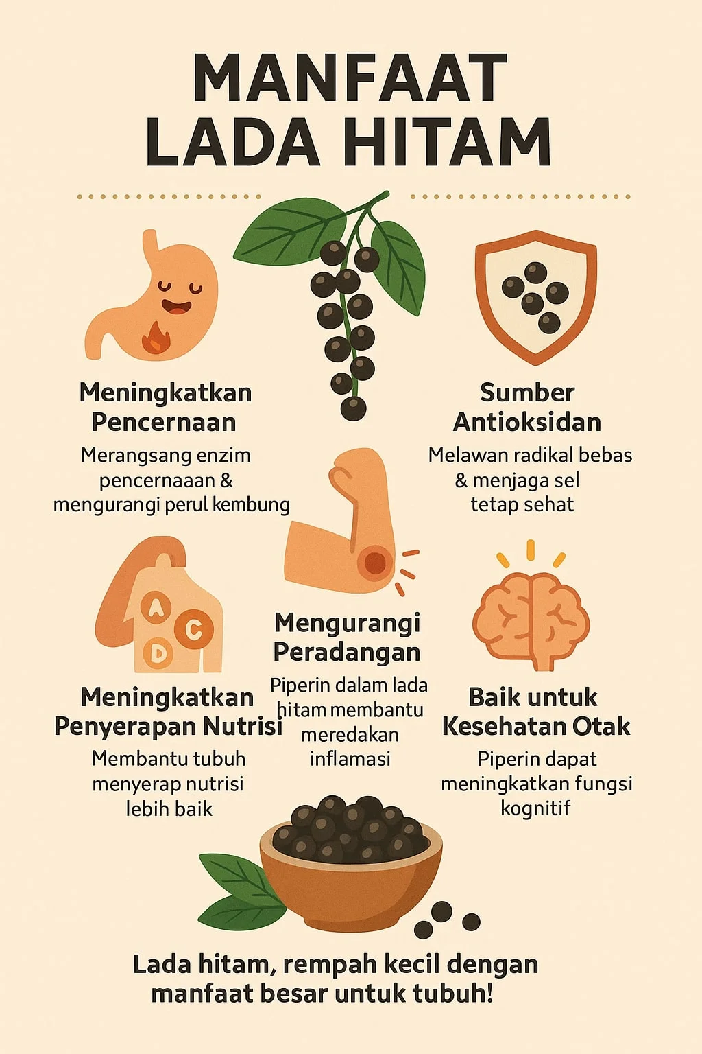 Infografis manfaat lada hitam