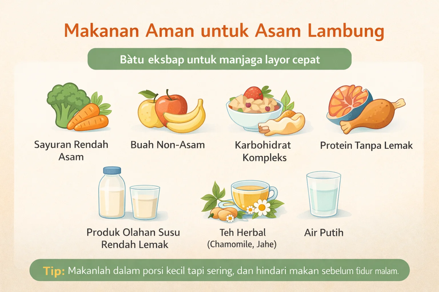 makanan meredakan asam lambung