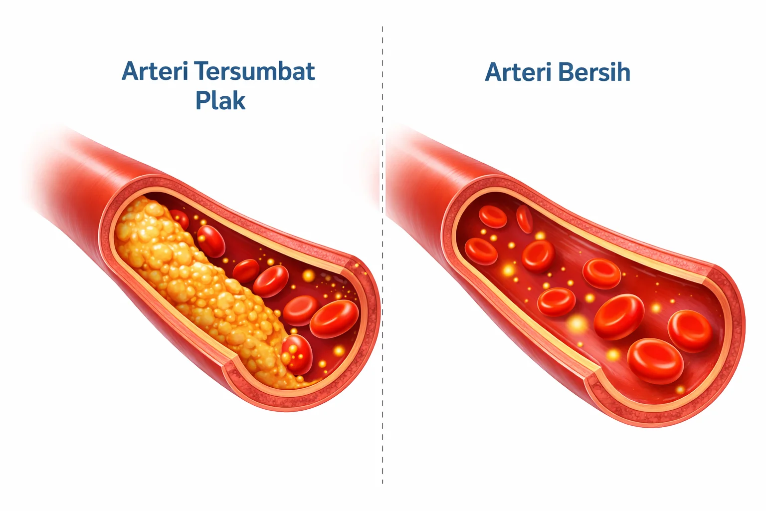 perbandingan arteri tersumbat dan bersih